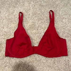 Red unlined plunge bra
